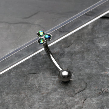 Detail View 1 of Trinity Opal Sparkle Curved Barbell Ring-Black